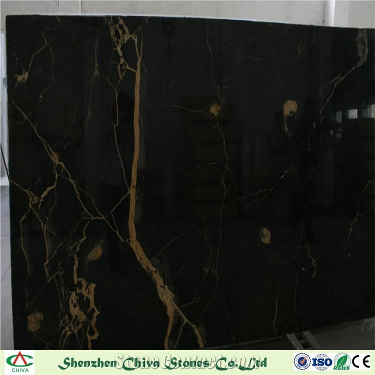 China Supplier Potoro Marble Black Marble Slabs/Tiles, Portoro Black Marble