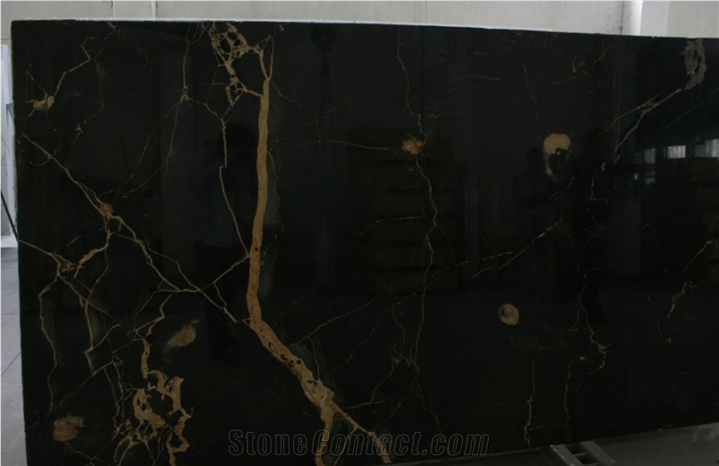China Supplier Potoro Marble Black Marble Slabs/Tiles, Portoro Black Marble