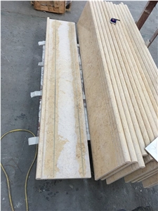 Beige Marble ,Sunny Beige Stairs , Cheap Stairs and Steps Made in China , Natural Marble Stair Treads and Staircase Risers
