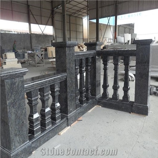 Butterfly Blue Granite Fence/Natural Granite Stone Palisade Fence/Stone Pillar with Pineapple Surface/Granite Gates, Fence
