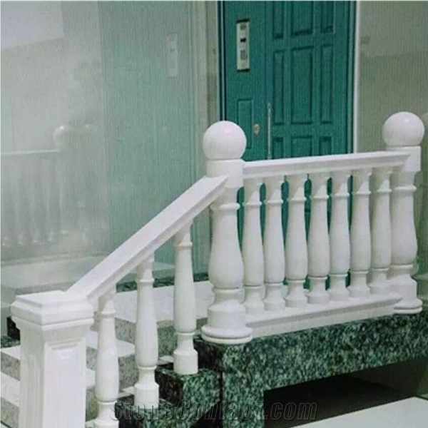 China White Marble Indoor Baluster & Railing, China White Marble Balcony Baluster/Handrail
