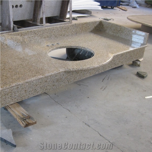 Custom Bench Island Tops Kitchen Bar Worktops Natural Stone G682 Yellow, Beige Granite Chinese Factory Own Quarry Best Price and High Quality