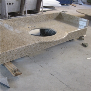 Custom Bench Island Tops Kitchen Bar Worktops Natural Stone G682 Yellow, Beige Granite Chinese Factory Own Quarry Best Price and High Quality