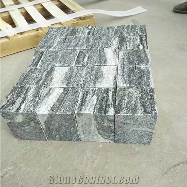 G302 Landscaping Granite Snow Veins Cube Stones Cobble Stones
