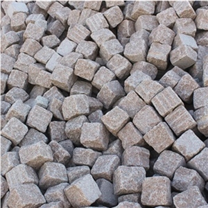 G386 Red Granite All Sides Split Cube Stone Tumbled Cobble Stone Bag Package Cheap Prices