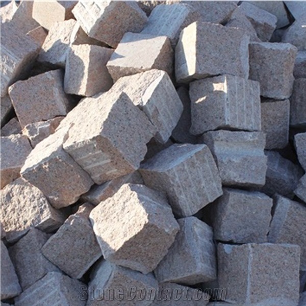 G386 Red Granite All Sides Split Cube Stone Tumbled Cobble Stone Bag Package Cheap Prices