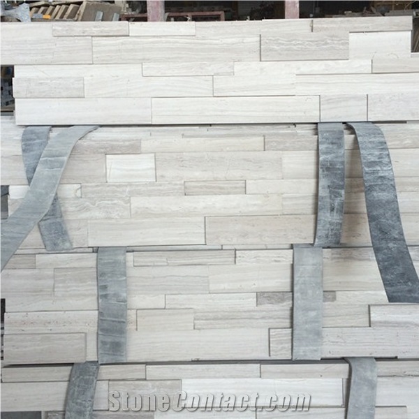 White Wooden Marble Cultured Stone,Ledge Stone,Nublado Light Marble, China Serpeggiante Beige,Chinese Silver Palissandro Cladding