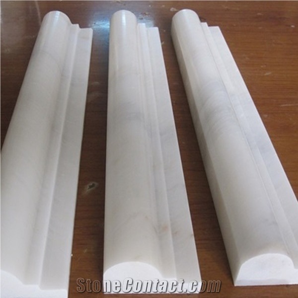Whtie Marble Skirtings, Cover Bullnose Molding, Polished Border Decos