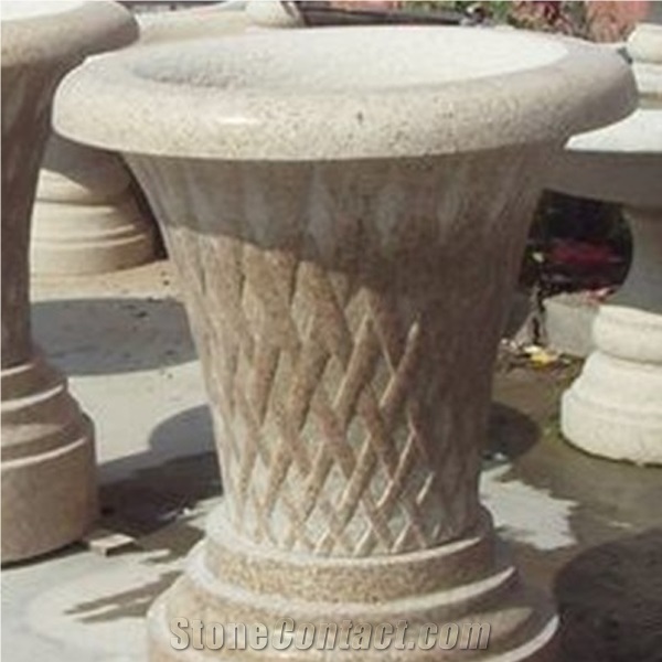 Yellow Granite Garden Flower Pot, G682 Yellow Granite Flower Pots/ Exterior Flower Pots/Flower Stand/Planter Pots