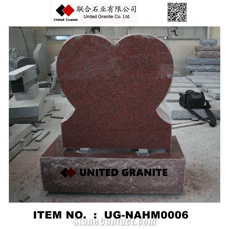 Ug-Nahm0006 Indian Red Polished Heart Tombstone & Monument