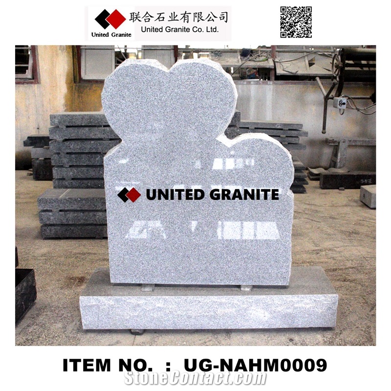Ug-Nahm0009 Light Gray G633 Upright Double Heart Monument & Tombstone