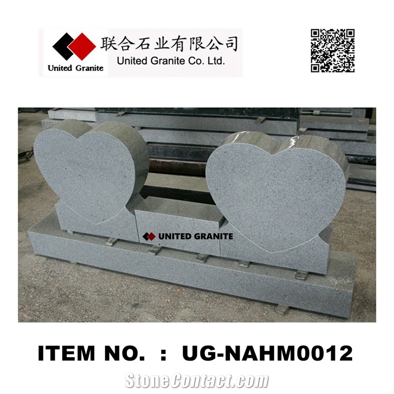 Ug-Nahm0012 Light Gray G633 American Upright Heart Monument & Tombstone Bench