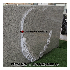 Ug-Nahm0014 Light Gray/ G633 Heart W/ Flower Carving Monument & Tombstone