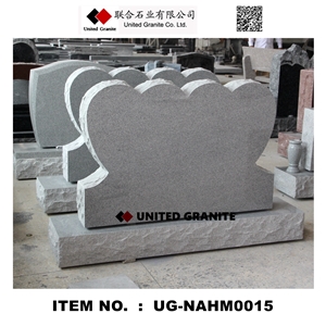 Ug-Nahm0015 Light Gray / G633 American Upright Double Heart Monument / Tombstone / Headstone