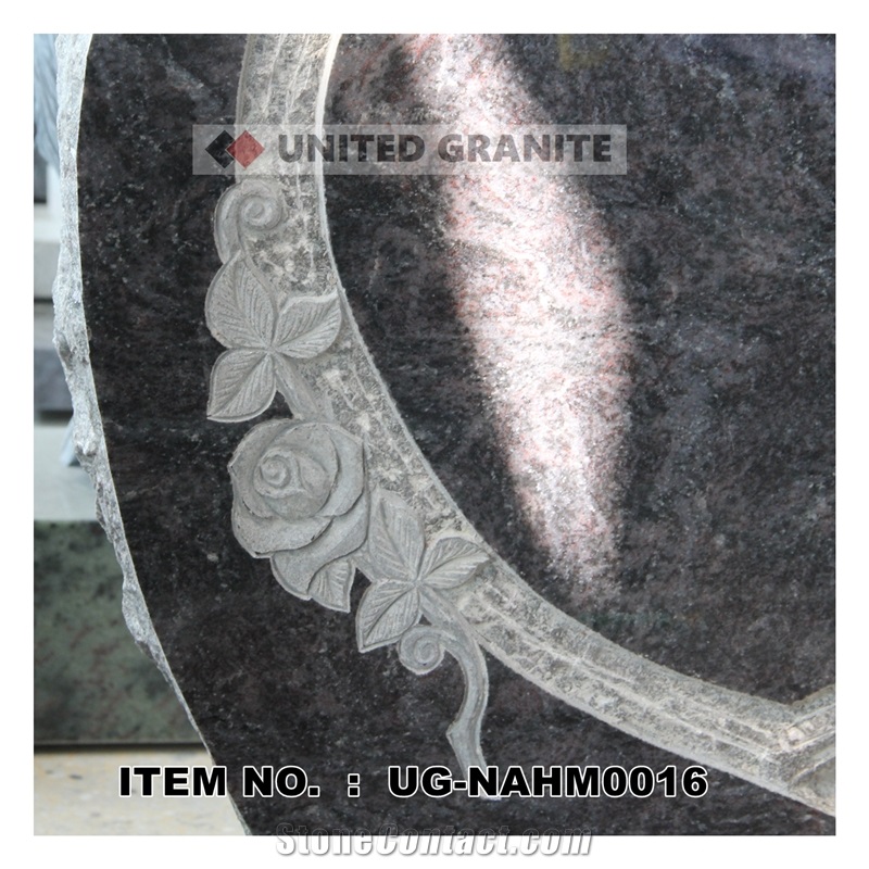 Ug-Nahm0016 Paradiso Heart with Flower Carving Monument & Tombstone & Headstone