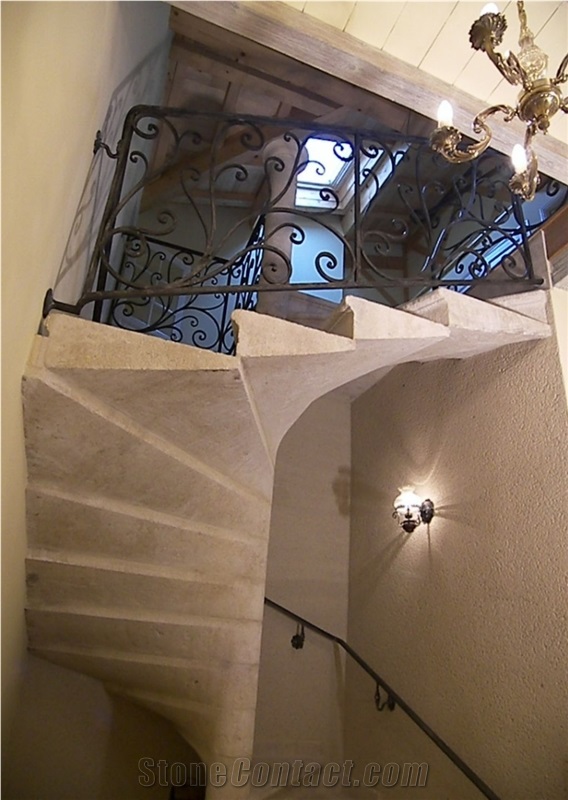French Limestone Helicoidal Staircase