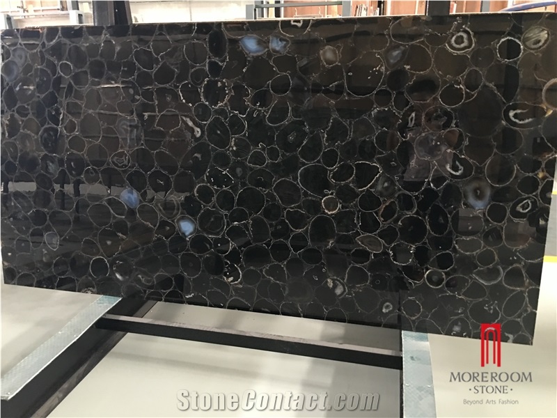Black Translucent Semi Precious Stone Oval Desktop