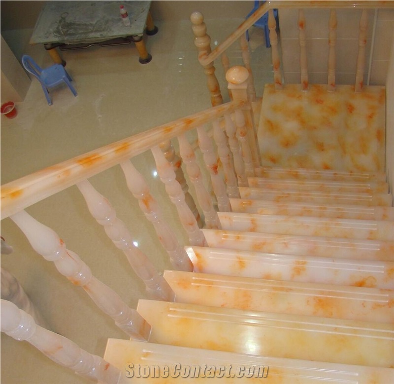 High Quality Natural Pink Onyx Stairs & Steps