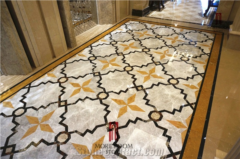 Lobby Design Greece Venus Grey Waterjet Marble Flooring