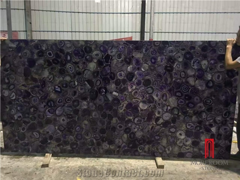 Natural Stone Translucent Purple Gemstone for Villa Decoration