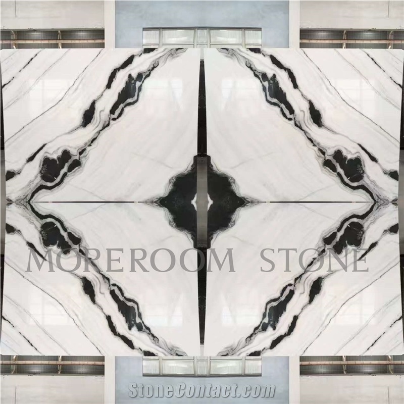 Yunfu Factory Polished Bookmatch Panda White Marble Slabs & Tiles