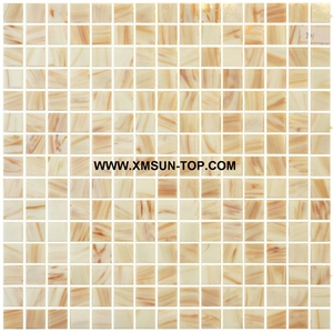 Beige Glass Mosaic/Square Glass Mosaic/Mosaic Pattern/Floor Mosaic/Wall Mosaic/Polished Mosaic//Interior Decoration/Customized Mosaic Tile/Mosaic Tile for Bathroom&Kitchen&Hotel Decoration