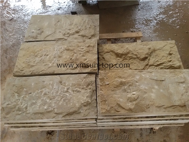 Beige Limestone Mushroomed Stone(30*60*4cm)/Beige Limestone Mushroomed Cladding/Beige Mushroom Stone/Building Stone/Mushroom Wall Cladding/Limestone Mushroom Wall Tile