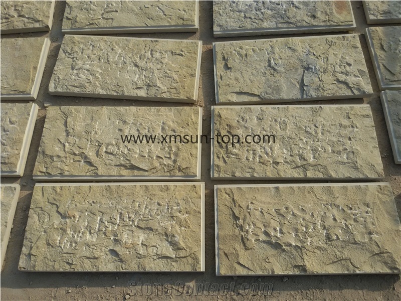 Beige Limestone Mushroomed Stone(30*60*4cm)/Beige Limestone Mushroomed Cladding/Beige Mushroom Stone/Building Stone/Mushroom Wall Cladding/Limestone Mushroom Wall Tile