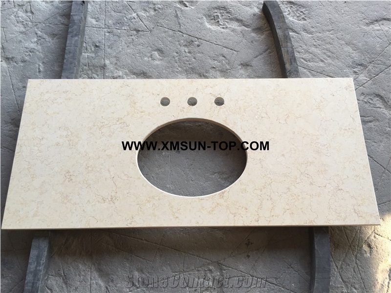 Beige Marble Kitchen Countertops Round Cut Out/Beige Marble Custom Countertops/Beige Marble Kitchen Worktops/Beige Marble Counter Tops/Beige Marble Counter Tops/High Quality