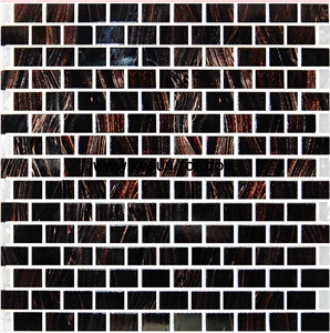 Black Wooden Glass Mosaic/Square Glass Mosaic/Mosaic Pattern/Floor Mosaic/Wall Mosaic/Polished Mosaic/Interior Decoration/Customized Mosaic Tile/Mosaic Tile for Bathroom&Kitchen&Hotel Decoration