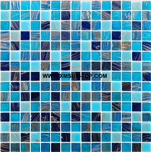 Blue Glass Mosaic/Square Glass Mosaic/Mosaic Pattern/Floor Mosaic/Wall Mosaic/Polished Mosaic/Interior Decoration/Customized Mosaic Tile/Mosaic Tile for Bathroom&Kitchen&Hotel Decoration