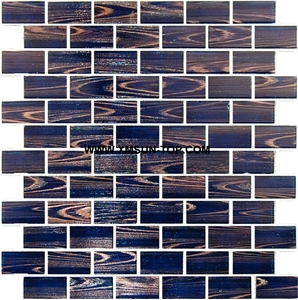 Blue Wood Grain Glass Mosaic/Square Glass Mosaic/Mosaic Pattern/Floor Mosaic/Wall Mosaic/Polished Mosaic/Interior Decoration/Customized Mosaic Tile/Mosaic Tile for Bathroom&Kitchen&Hotel Decoration