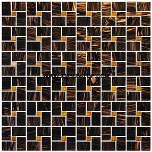 Brown Glass Mosaic/Square Glass Mosaic/Mosaic Pattern/Floor Mosaic/Wall Mosaic/Polished Mosaic//Interior Decoration/Customized Mosaic Tile/Mosaic Tile for Bathroom&Kitchen&Hotel Decoration