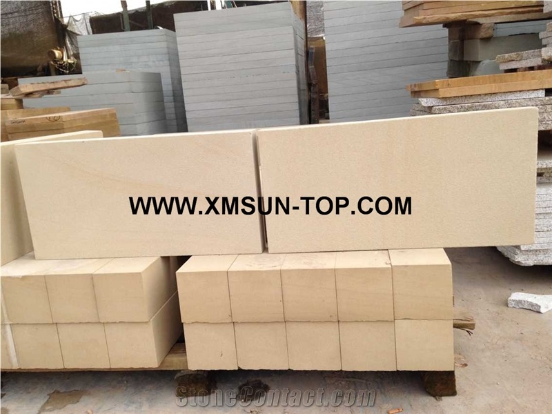 Bush Hammered Yellow Sandstone Tiles & Customized&Cut to Size/Light Yellow Sandstone Wall Tile&Floor Tile/Sandstone Flooring&Floor Covering/Sand Stone for Wall Covering&Wall Cladding(60*30*4cm)