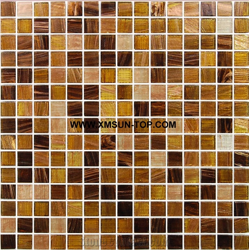 Golden Yellow Glass Mosaic/Square Glass Mosaic/Mosaic Pattern/Floor Mosaic/Wall Mosaic/Polished Mosaic/Interior Decoration/Customized Mosaic Tile/Mosaic Tile for Bathroom&Kitchen&Hotel Decoration