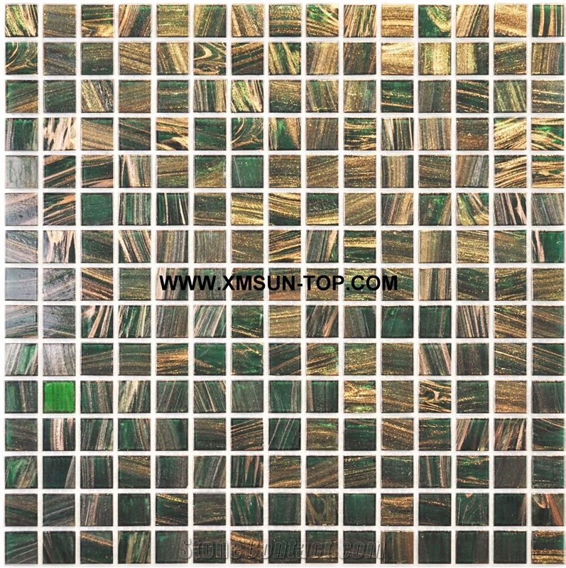 Green Glass Mosaic/Square Glass Mosaic/Mosaic Pattern/Floor Mosaic/Wall Mosaic/Polished Mosaic//Interior Decoration/Customized Mosaic Tile/Mosaic Tile for Bathroom&Kitchen&Hotel Decoration