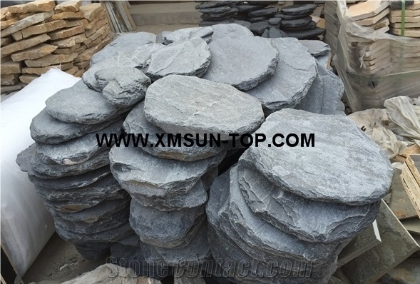 Grey Slate Stepping Stone/Round Slate Stepping Stone/Circle Round Garden Stepping Pavers/Exterior Garden Step Pavers/Grey Slate Round Pavement/Garden Round Step Paving/Round Floor Pavers