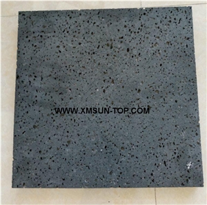 Honed Grey Lava Stone Tiles& Cut to Size(30*30 Cm)/Dark Grey Lava Stone Floor Covering Tiles/Grey Lava Stone Wall Covering Tiles/Grey Lava Stone Pavers/Grey Lava Stone Panels