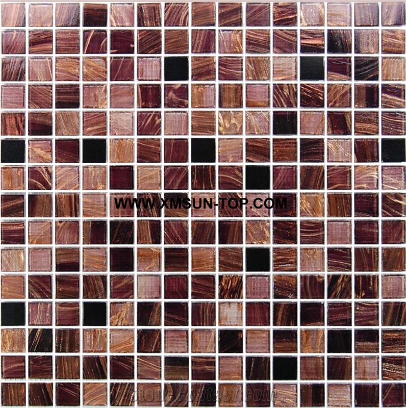 Pink Glass Mosaic/Square Glass Mosaic/Mosaic Pattern/Floor Mosaic/Wall Mosaic/Polished Mosaic/Interior Decoration/Customized Mosaic Tile/Mosaic Tile for Bathroom&Kitchen&Hotel Decoration