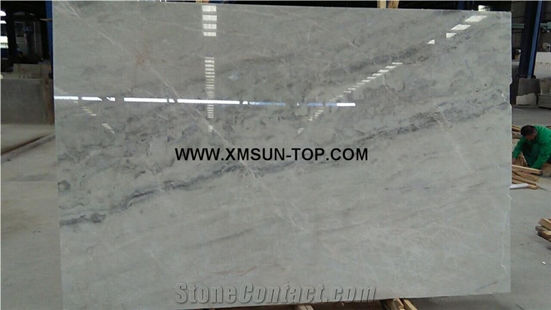 Polished China Ice Grey Marble Slab(Sun Top)/Chinese Ice Grey Marble from Own Marble Quarry/Exclusive Grey Marble/Backlight Effect/Interior Decoration