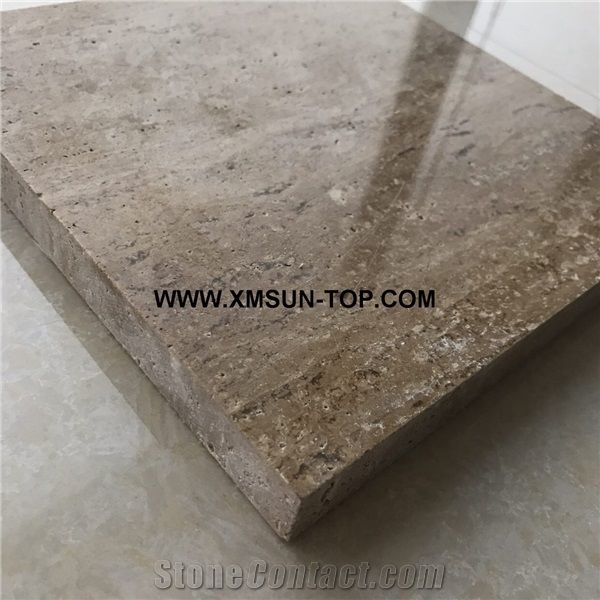 Polished Coffee Travertine Tiles Cut To Size Coffee Travertine