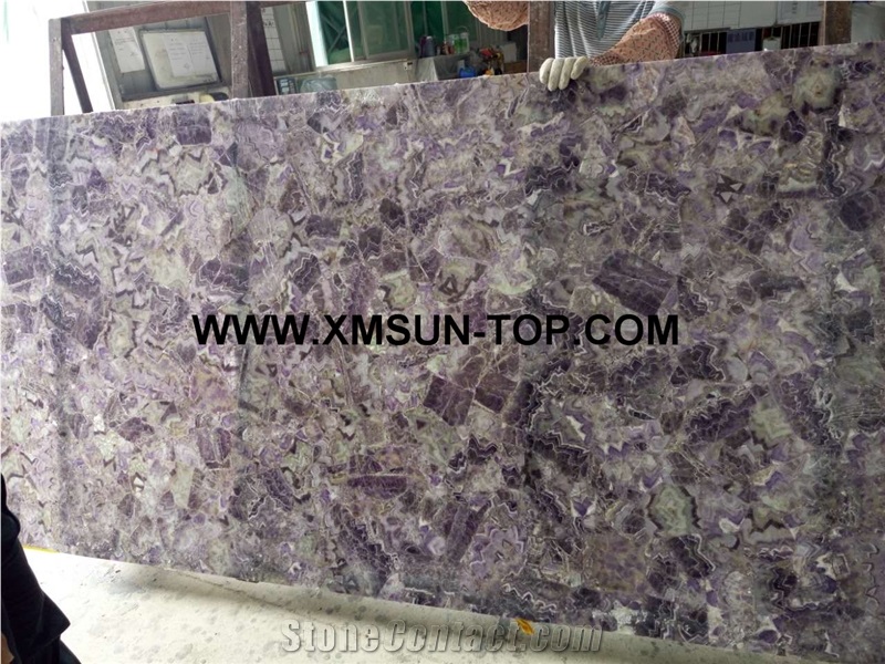 Purple Quartz Gemstone Slabs&Tiles/Lilac Gemstone Panels/Ametyst Gemstone for Wall Covering/Purple Gemstone for Floor Covering/Purple Precious Stone Slabs/Interior Decoration