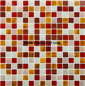 Red Glass Mosaic/Square Glass Mosaic/Mosaic Pattern/Floor Mosaic/Wall Mosaic/Polished Mosaic//Interior Decoration/Customized Mosaic Tile/Mosaic Tile for Bathroom&Kitchen&Hotel Decoration