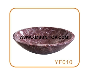 Rosso Levanto Marble Bathroom Sinks/Red Marble Kitchen Sinks/Dark Red Marble Round Sinks/Red Marble Wash Basins/Red Marble Sink for Hotel& Villa&Restaurant/Interior Decoration