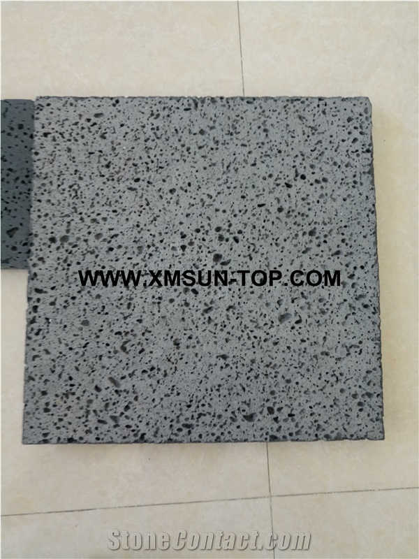 Sawn Cut Grey Lava Stone Tiles&Cut to Size(30*30 Cm)/Grey Lava Stone Floor Tiles/Grey Lava Stone Wall Tiles/Grey Lava Stone Pavers/Grey Lava Stone for Flooring&Wall Cladding
