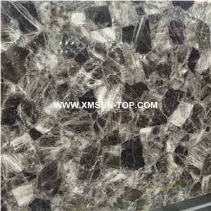 Smoky Quartz Gemstone Slabs&Tiles/Grey Gemstone Panels/Grey Gemstone for Wall Covering/Grey Gemstone for Floor Covering/Grey Precious Stone Slabs/Interior Decoration