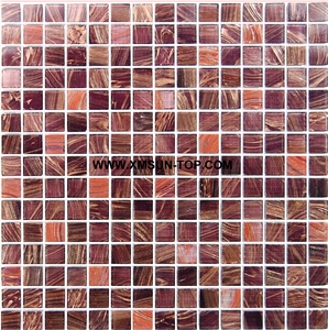 Wine Red Glass Mosaic/Square Glass Mosaic/Mosaic Pattern/Floor Mosaic/Wall Mosaic/Polished Mosaic/Interior Decoration/Customized Mosaic Tile/Mosaic Tile for Bathroom&Kitchen&Hotel Decoration