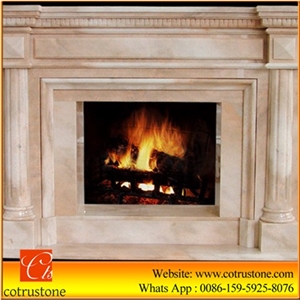 Beige Marble Fireplace,Western Style Fireplace,China Beige Marble Fireplace,Hot Sale Beige Handcarved Marble Fireplace,Western Style Indoor Beige Natural Marble Design Ideas Fireplace,Surrounds