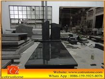 China Impala Black Granite Gravestone,Headstone,Cross Tombstone,Misty Impala Black Granite Monument, Grey Granite Monument & Tombstone,G654 Granite Tombstone&Monument Design