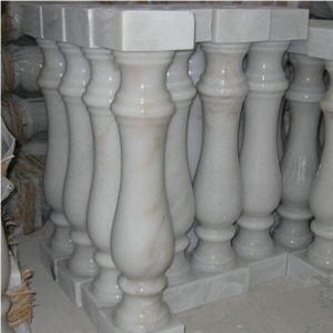 Hot Sale White Marble Baluster, Guangxi White Stair Handrail,China Popular Cheap Guangxi White Marble with Yellow Lines/Veins Stair Handrail,Guangxi White Marble Staircase Handrail